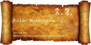 Kolár Nikoletta névjegykártya